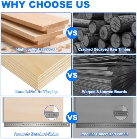 16-Pack of Basswood sheets 15.7‘ x 15.7’ x 1/8", 3mm thick plywood. Smooth surface, suitable for laser cutting, handicrafts, unpainted square wood panels, painting and DIY projects