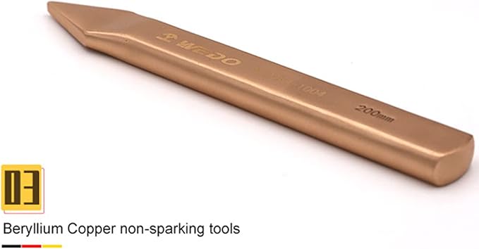 WEDO Non-sparking Cross Cutting Chisel, Spark-free Safety Cross-Cut Chisel, Beryllium Copper, DIN Standard, BAM & FM Certificate, 5x8x300mm