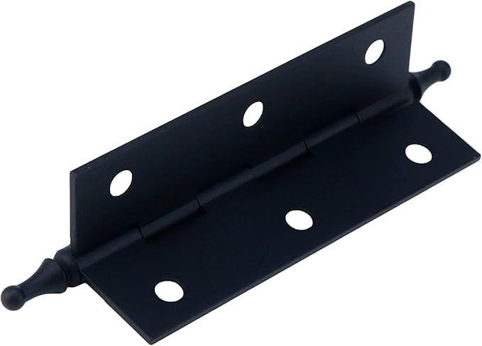 Solid Brass Folding Butt Hinges Mcredy 3 x 0.9 Inch Door Hinges Antique Style with Ball Finials,Pack of 2(Black)