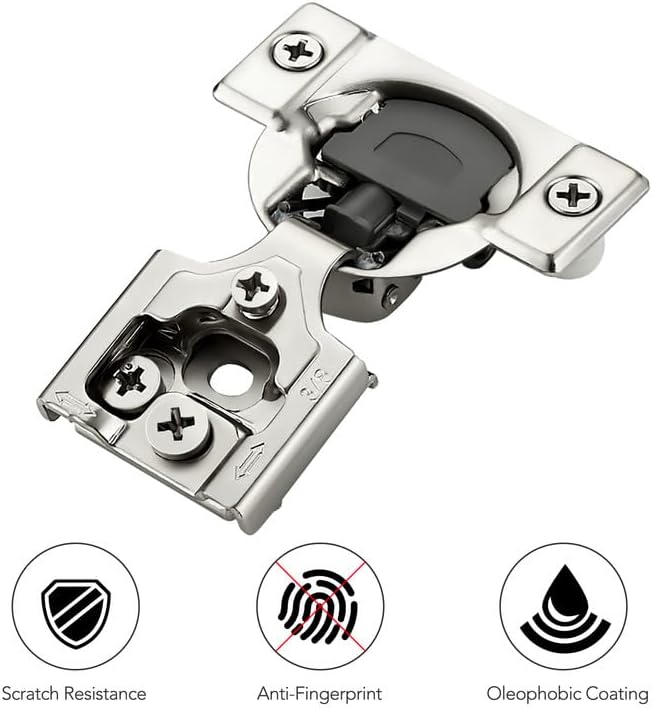 Ravinte 50 Pack 25 Pair 3/8 inch Overlay Soft Close Kitchen Cabinet Hinges Stainless Steel Adjustable Kitchen Hinges Satin Nickel Cabinet Hardware