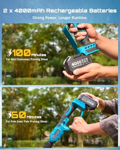 SEESII 4-in-1 Pole Saw & Pruning Shears Combo Kit with Brushless Motor