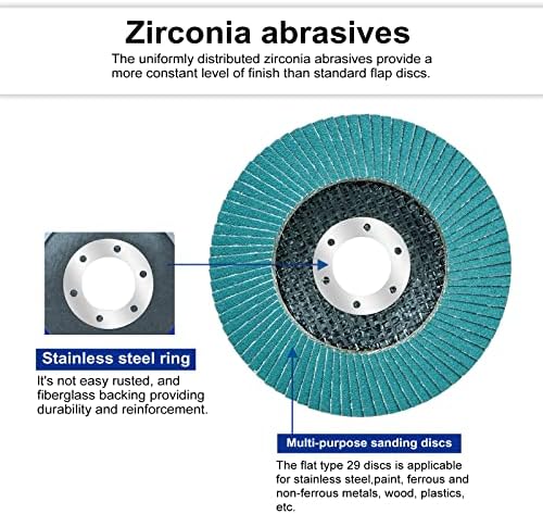 Sali 48 Pack Zirconia Flap Disc 120 Grit 4.5" x 7/8-Inch Sanding Disc Bevel Type #29 Premium and Industrial Grade Angle Grinder Grinding Wheel High Performance Edge Grinding