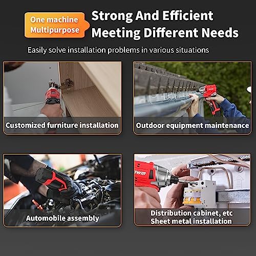 NAWIN Cordless Impact Driver Kit 16.8V Max Torque 140Nm（105ft-lbs）High Rotation Electric Impact Driver Brushless Motor Continuously Variable Rechargeable 1/4" impact driver 2.0Ah Batteries