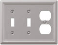 Amerelle 149TTDBN Chelsea Steel Double Toggle/Single Duplex Wallplate, Brushed Nickel