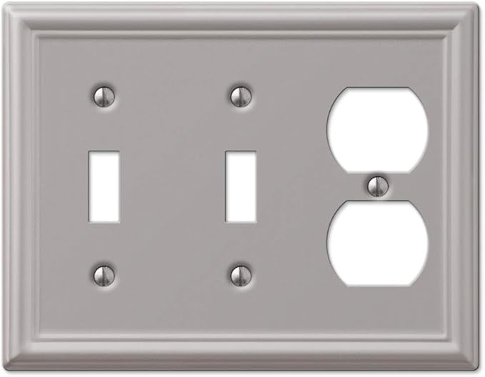 Amerelle 149TTDBN Chelsea Steel Double Toggle/Single Duplex Wallplate, Brushed Nickel