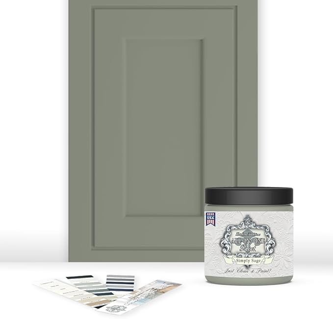 ALL-IN-ONE Paint by Heirloom Traditions, Simply Sage (Gray Green), 8oz Sample - Durable cabinet and furniture paint. Built in primer and top coat, no sanding needed. Includes our 30 featured color