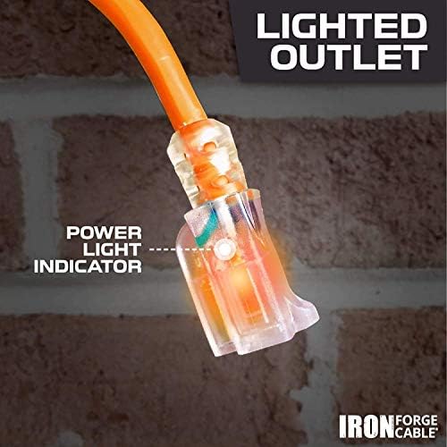 Iron Forge Cable 10 Gauge Extension Cord Heavy Duty, 25 Ft - Orange SJTW