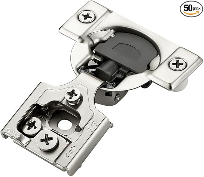 Ravinte 50 Pack 25 Pairs 3/8 inch Overlay Soft Close Hinges for Kitchen Cabinet Hinges Satin Nickel Hidden Hinges Stainless Steel Concealed Hinge self Closing