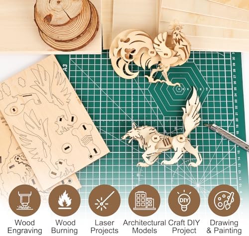 50 Pack Basswood Sheets for Crafts,12"x12"x1/8" 3mm Thick Plywood Sheets with Smooth Surfaces-Unfinished Squares Wood Boards for Laser Cutting, Wood Burning, Architectural Models, Staining