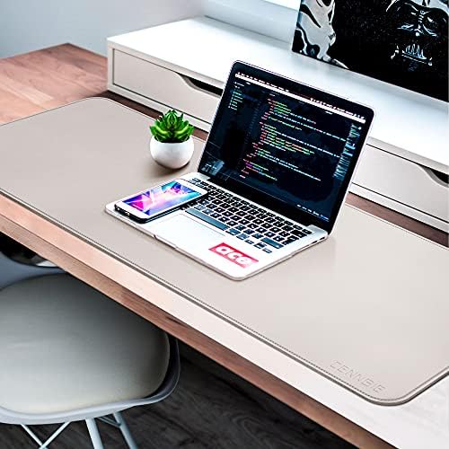 CENNBIE 39.3" x 19.6" Leather Desk mat,Perfect Desk Mate for Office(Cream)