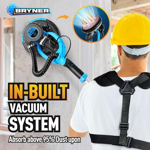 Drywall Sander, 780W Electric Drywall Sander with Vacuum Dust Collector, 7 Variable Speed 900-1800RPM, 26FT Power Cord, Wall Sander for Popcorn Ceiling, Pole Sander for Drywall