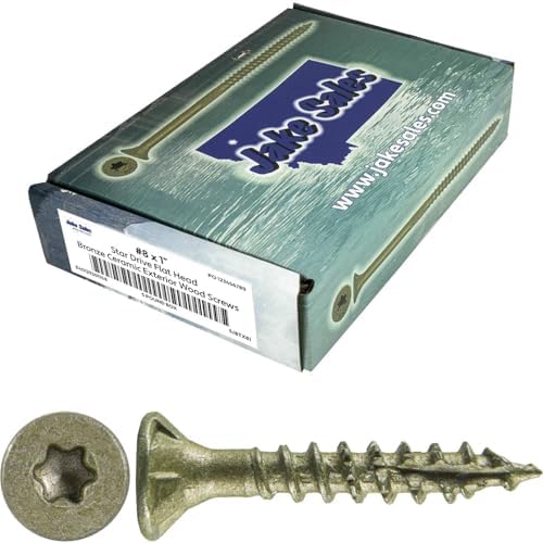 8 x 1 Bronze Coated Multipurpose Exterior Coated Screws - ACQ Compatible Wood Screw Torx/Star Drive Flat Head 5 Pound CASE ~12,960 Count