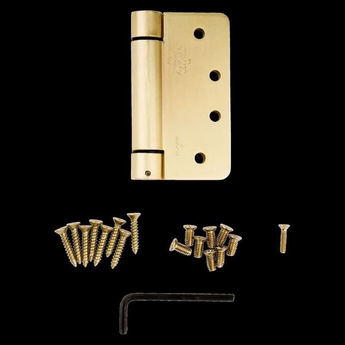 National Hardware N185-207 Spring Loaded Door Hinge 4 in Brass Self Closing Interior Door Hinges with Adjustable Tension Speed Cold-Rolled Steel Butt Hinge Construction
