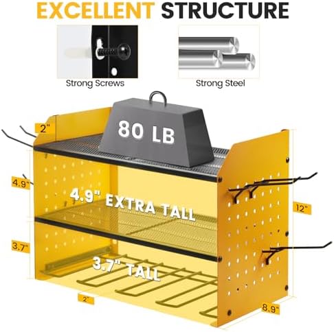 TRZZ Power Tool Organizer Wall Mount, 3-Layer Drill Rack, Yellow