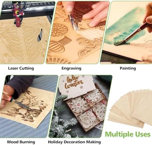 12 Pack Basswood Sheets Plywood Board 24 x 24 x 1/8 Inch- Unfinished Wood Boards with Smooth Surfaces for Crafts, Laser Cutting and Engraving, CNC Cutting, DIY Architectural Models