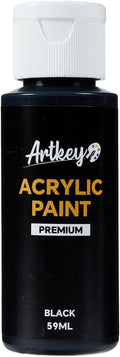 Artkey Black Acrylic Paint - 2oz/59ml Acrylic Paints Professional Artists Painting Kit for Canvases Fabric Rock Leather Easter Egg Wood Ceramic Glass Art Craft Painting