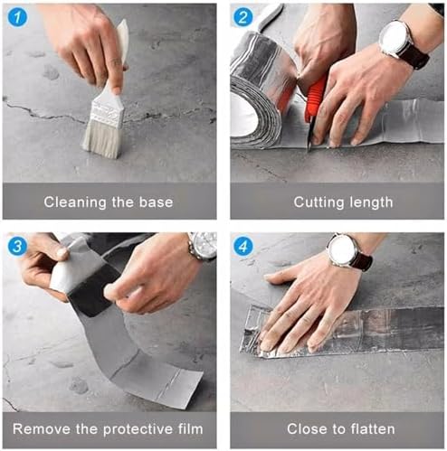 Waterproof Tape Butyl Tape Aluminum Foil Tape Butyl Tape god kvalitet Sealing Tape Repair Tape Self Adhesive Stop Leaks for Roof Walkway Metal Sheet Water Pipe Repairing Sticky Aluminum