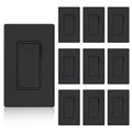 ELEGRP Matte Black 3 Way Decorative Light Switch with Plate, 15Amp, 120-277 Volt, AC Rocker Paddle Wall Switch Replacement, Self-Grounding, Residential Grade, w/Wall Plate, UL Listed (10 Pack)