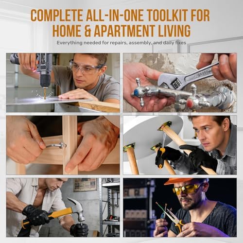 Hi-Spec Tool Kit with 8V Cordless Drill Set with Toolbox for Home DIY