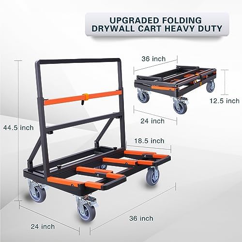YANGTZE Folding Drywall Cart Heavy Duty,Drywall Dolly 2200 lbs