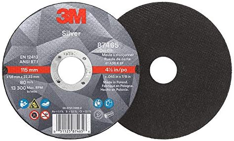 3M Silver Cut-Off Wheel, 87465, 36+, T1, 4.5 in x 0.045 in x 7/8 in