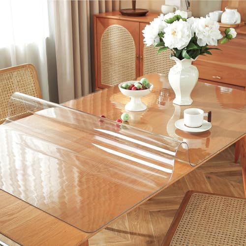 OstepDecor 36 x 66 in Clear Table Protector 1.5mm Thick Plastic Table Cover