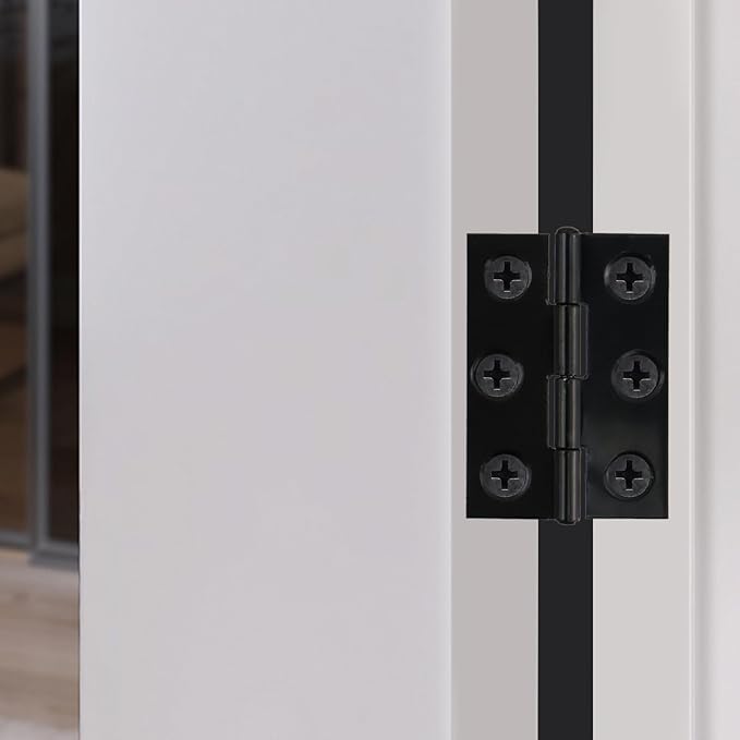 MY MIRONEY 20PCS Stainless Steel Folding Hinges 1-5/7 Inch Black Cabinet Door Hinge Home Furniture Hardware Hinge for Wooden Box, Door and Window, DIY Projects