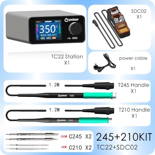 TC22 soldering station compatible with 115/210/245/T12 soldering tip color curve display soldering rework station (TC22, SDC02 245210KIT)