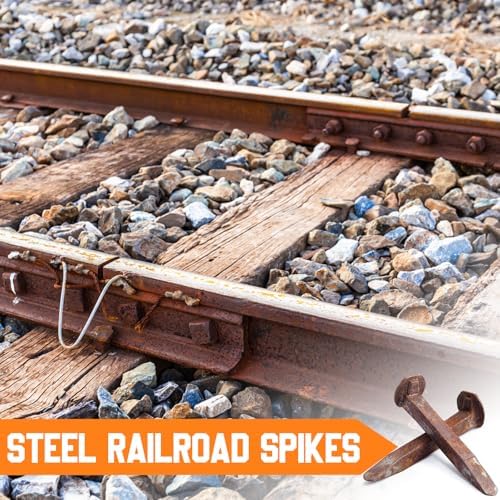 10 pcs Railroad Spike Carbon Steel Rail Road Spike Ties, 5.5 Inch, Rust Red