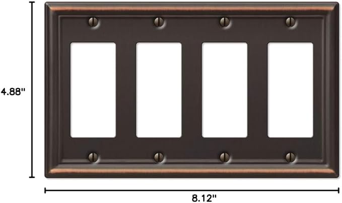 Amerelle 149R4DB Chelsea Wallplate, 4 Rocker, Steel, Aged Bronze, 1-Pack
