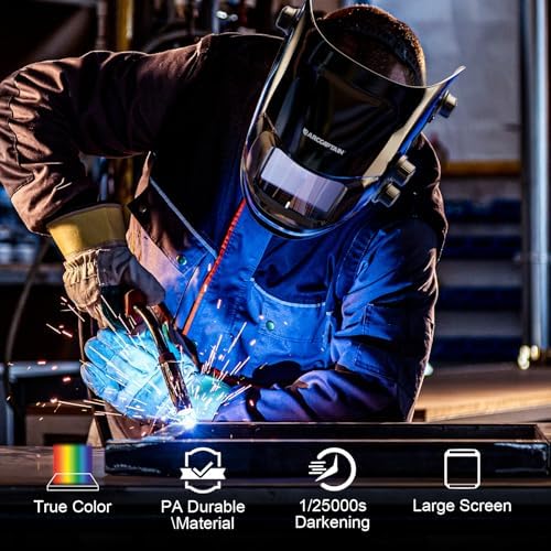 ARCCAPTAIN Auto Darkening Welding Helmet, 3.94"X3.66" Large Viewing Screen