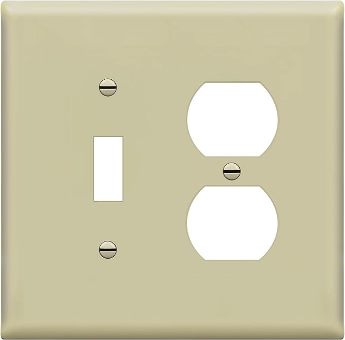 ENERLITES Combination Toggle Light Switch/Duplex Receptacle Outlet Wall Plate, Corrosive Resistant, Midway Size 2-Gang 4.88" x 4.92", 881121M-I