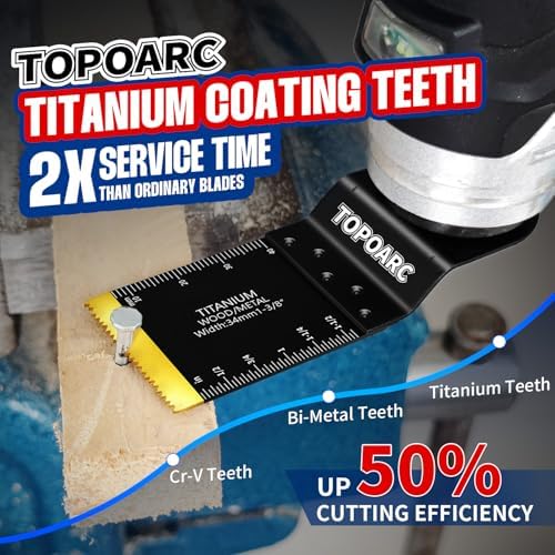 TOPOARC Oscillating Tool Blades Kits, 28PCS Titanium Multitool Blades