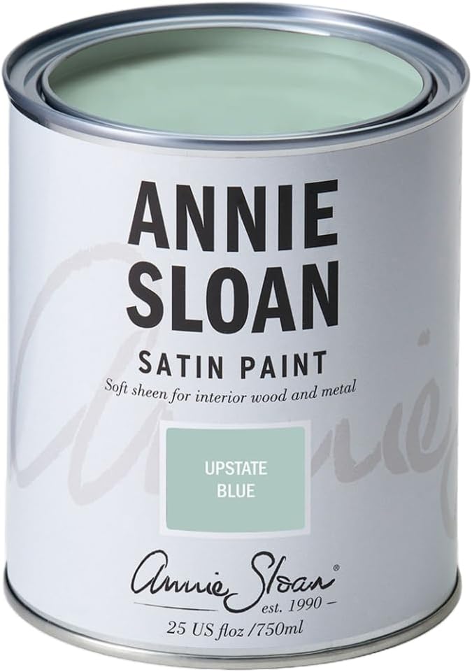 Annie Sloan Satin Paint (Upstate Blue, 25 Fl Oz /750 mL). Soft sheen for interior wood and metal. Self-leveling, all-in-one paint with no wax or lacquer required.