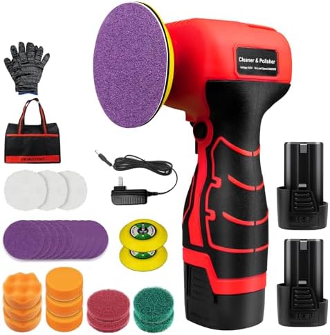 Cordless Sander, 3" Palm Sander with 2Pcs 16.8V 2.0Ah Batteries, 3500RPM Mini Polisher, 30 Accessories Sanders Tool for Sanding/Polishing/Waxing/Cleaning