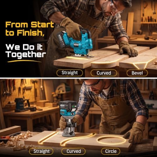 SEESII Cordless Jigsaw and Wood Router Tool Combo Kit