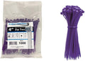 Kable Kontrol Cable Zip Ties, 4 Inch, 1000 Pcs, 18lbs Test, Purple | Nylon Plastic, Self Locking, UL Listed, Indoor Use