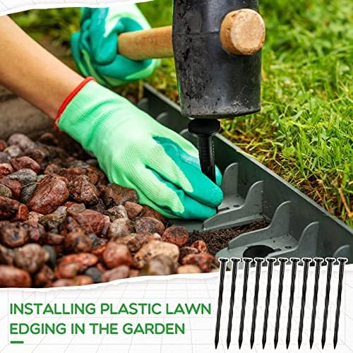 Handepo 400 Pcs Landscape Edging Nails Bulk 8 Inch Spiral Landscape Anchoring Spikes Plastic Edging Nails Yard Garden Anchoring Spikes for Weed Barrier Paver Edging Artificial Turf Stakes