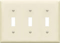 ENERLITES Triple Toggle Light Switch Wall Plate, Gloss Finish, Standard Size 3-Gang 4.50" x 6.38", Unbreakable Polycarbonate Thermoplastic, 8813-LA, Light Almond
