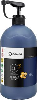 Artecho Phthalo Blue Acrylic Paint 1000ml (33.8 fl oz) with Pump Dispenser – High Pigment for Exceptional Coverage, Large Bottle Craft Paint for Canvas, Wood, Rocks, Fabric, Ceramic – Non-Toxic