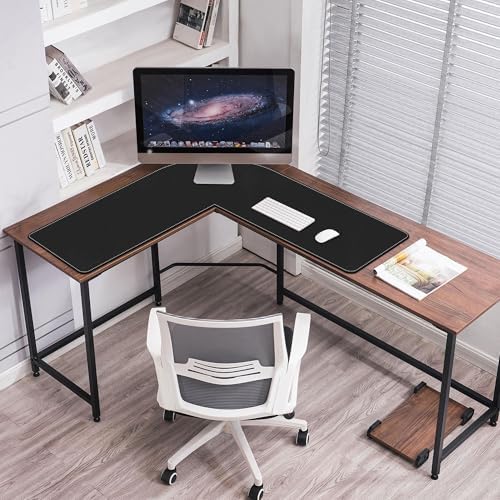 Mydours L-Shape Desk Pad, (38"+38") x13 Large PU Leather Corner Mat,Black