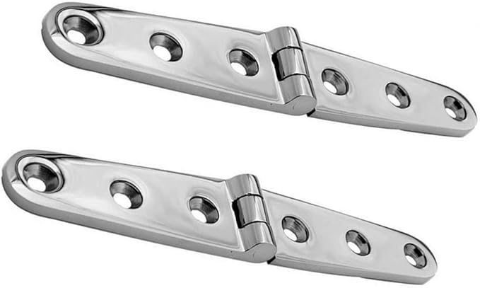 316 Stainless Steel Boat/Door Hinge ，Heavy Duty Marine Grade Cupboard Cabinet Drawer Door Strap Butt Hinge Furniture Hardware (Size: 6”X1”,4pcs)