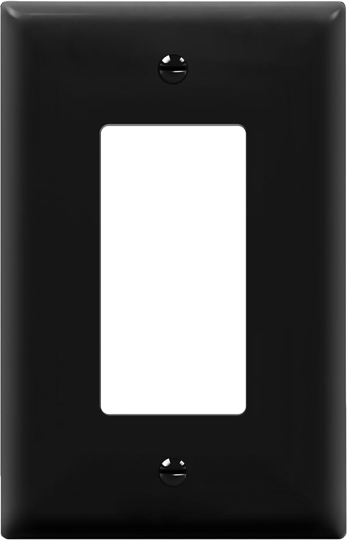 ENERLITES Decorator Light Switch or Receptacle Outlet Wall Plate, Gloss Finish, Midway Size 1-Gang 4.88" x 3.11", Polycarbonate Thermoplastic, UL Listed, 8831M-BK, Black