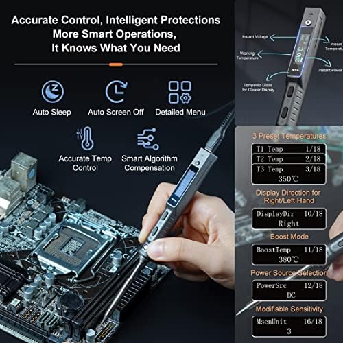 Original TS101 Upgraded from TS100 Type C PD DC Programmable 50-400℃ Temperature Adjustable Pocket-size Portable Soldering Iron for Field Repair (NO POWER SUPPLY)