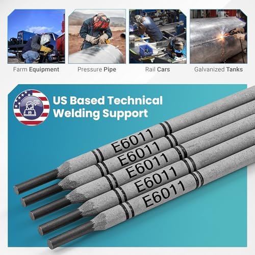 E6011 Welding Rod 1/8″, 5 lb Pack, Premium Quality Carbon Steel Stick Electrode (SMAW), Deep Penetration Fast-Freezing Arc, Vacuum-Sealed Packaging, Suitable for Stick Welding