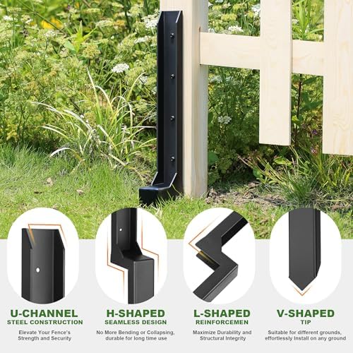 Fence Post Repair Kit, Heavy Duty One-Piece Steel Anchor & Stakes for Repair Broken Tilted Leaning Wood Posts, Rust-Proof Easy Installation, Upgraded 11-Gauge Thickness (6 Pack)