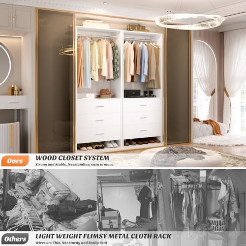 Aheaplus Closet System Closet Organizer, 3.6FT Closets, Set of 2， White