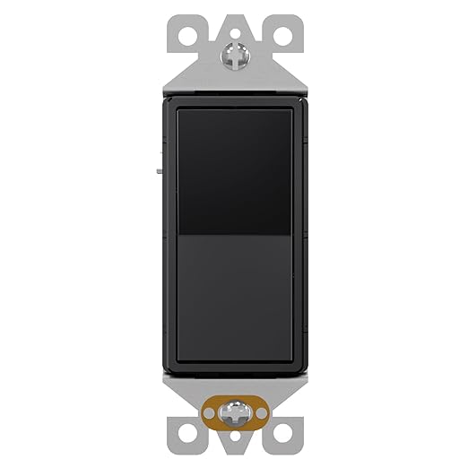 AIDA 1 Pack 3 Way Rocker Decora Light Switch, 15 Amp Self-grounding Electrical Light Switches, Residential Grade, UL Listed, Glossy Black