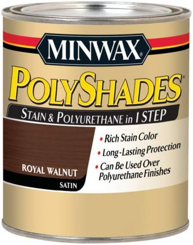 Minwax 213504444 Polyshades - Stain & Polyurethane in 1 Step, 1/2 pint, Royal Walnut, Satin