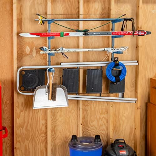 ROCKLER 4-Tier Lumber Rack, Wall Mounted Shop, Basement, Garage Organizer | Wall Storage Shelf for Lumber, Molding & More - Workshop Organizer Holds up to 110 lbs